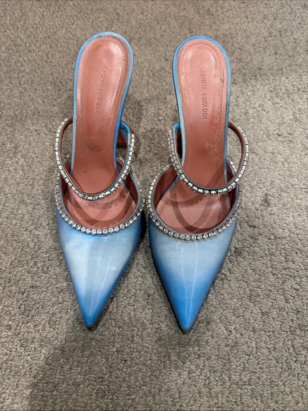 Amina Muaddi Blue Heels